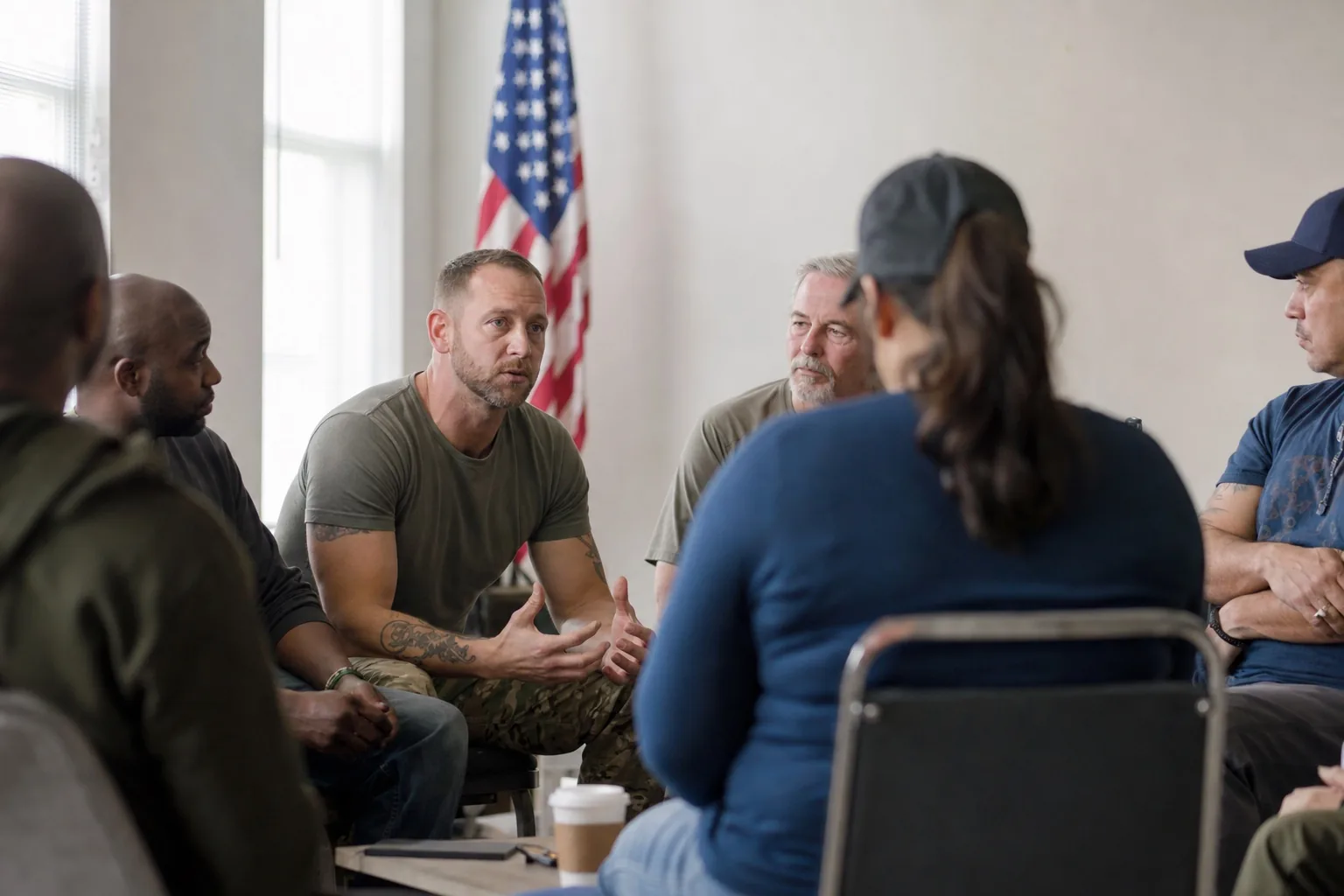 Veterans group therapy at Clear Steps Recovery Massachusetts